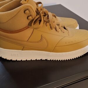Nike Tan Athletic Shoes with High-Top Design